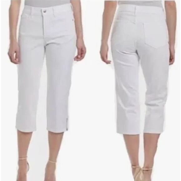 NYDJ Ariel Crop White High Rise Embellished Capri Jeans 14 - Picture 1 of 8